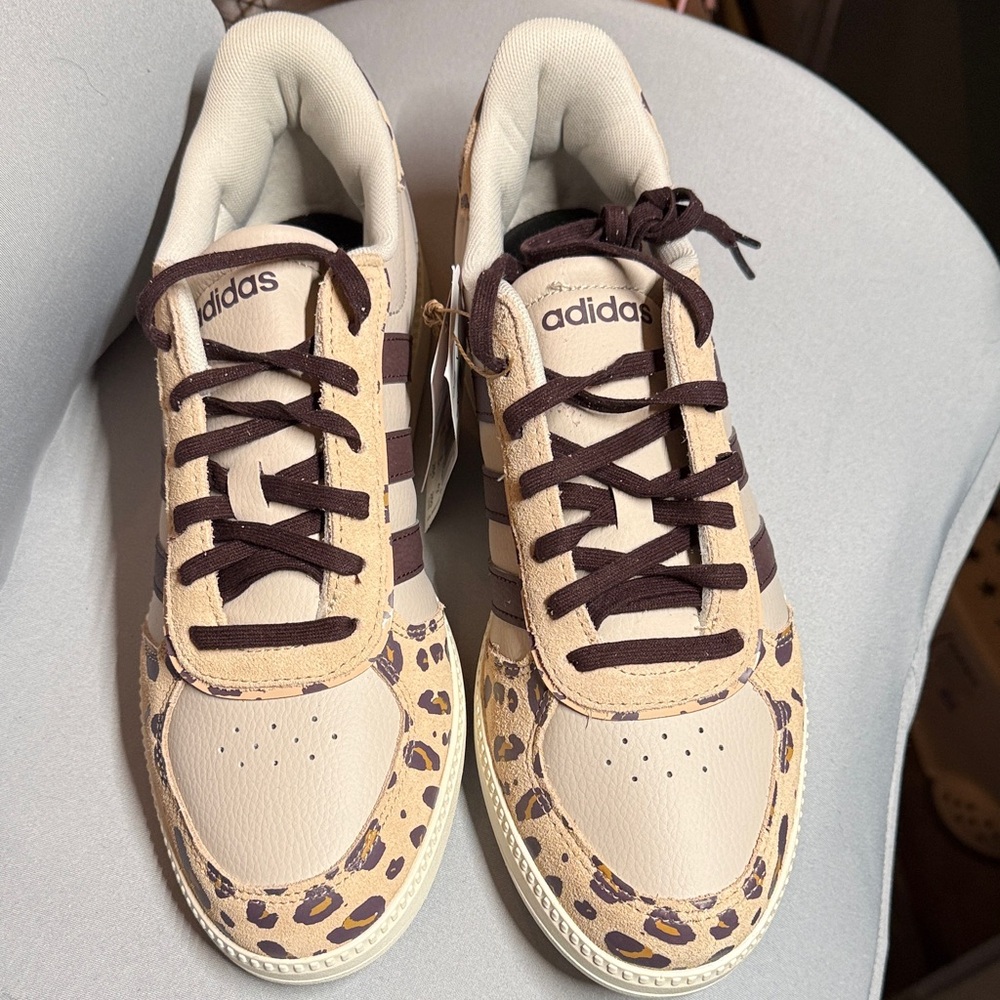 Adidas Breaknet Sleek Women’s Cream and Brown Leopard Sneakers